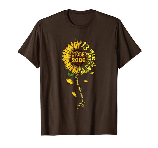 

october 2006 13 years of being awesome mix sunflower t-shirt, White;black
