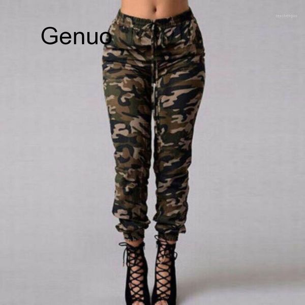 

women's pants & capris women camouflage trousers high waisted slim fit camo jogger army waistband sweatpants outdoor female, Black;white