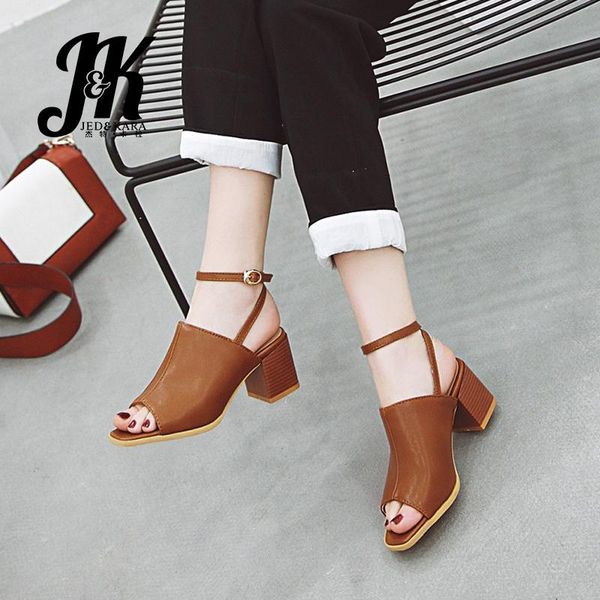 

summer thick high heels pu women sandals ankle strap fashion office open toe female shoes buckle footwear, Black