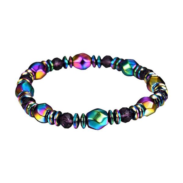 

bangle men and women single layer magnetic bracelet colorful healing elastic rhinestone heart multicolor charms jewelry gift, Black