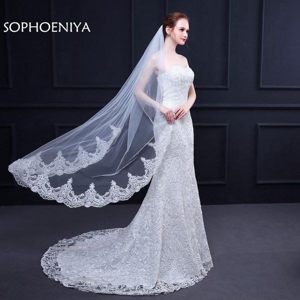 

bridal veils arrival white ivory veil 2021 voile mariage wedding accessories welon long velo sposa, Black