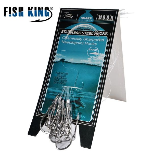 

20 pcs/lot 7#-5/0# fishing hook with line barbed carp hair rigs accessories combo high carbon steel tackle hooks