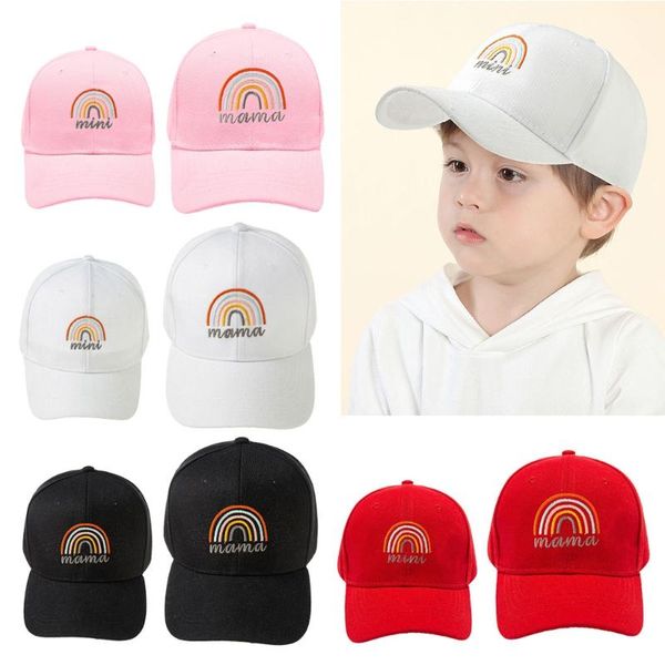 

boys girls adjustable baseball cap rainbow children school adults kids sport parent-child mom baby hat caps & hats, Yellow