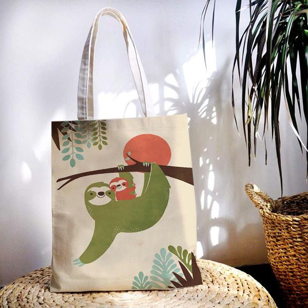 

cute animal canvas shopping bag gift for fashion vogue women bags shoulder bookbag large capacity storage