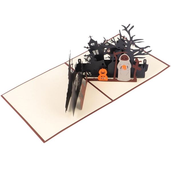 

1pc halloween party 3d greeting trick or treat themed patterned invitation cards
