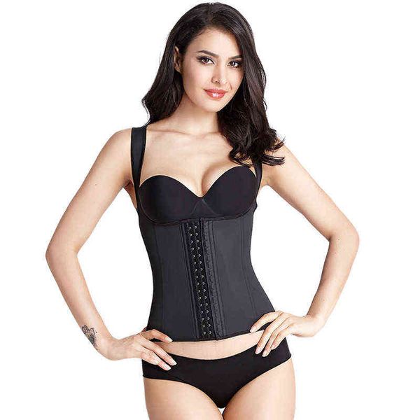 

waist tummy shaper rubber wide shoulder strap bodysuit latex corset three-layer 9 steel sports vt