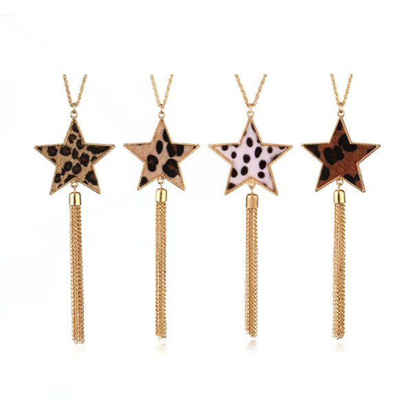 

pendant necklaces fyjs unique light yellow gold color alloy star point many style necklace transfer lucky gift jewelry, Silver