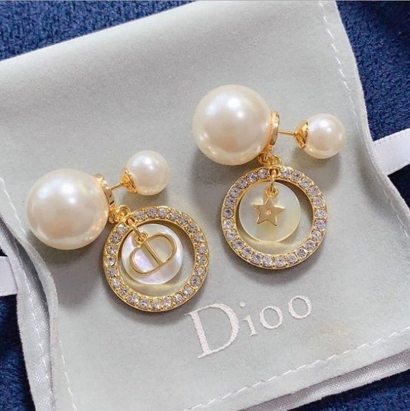 

70% off home / dijia 2021 new star circle with diamond pearl earrings high version 925 silver needle earrings