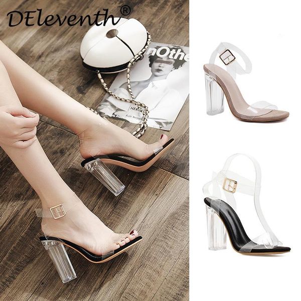 

dress shoes occupation leisure office fashion 2021 summer women's sandals round toe pvc 11cm thick high heels buckle strap women, Black