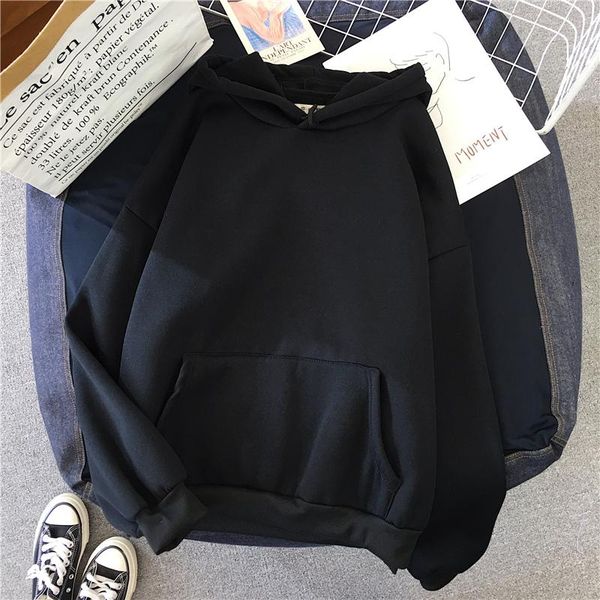 

harajuku undefined hoodies women men loose solid color plush thickened coat autumn winter sweatshirt women's t-shirt, White