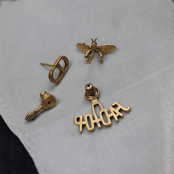 

d home online celebrity bee letter cd earrings earrings, White