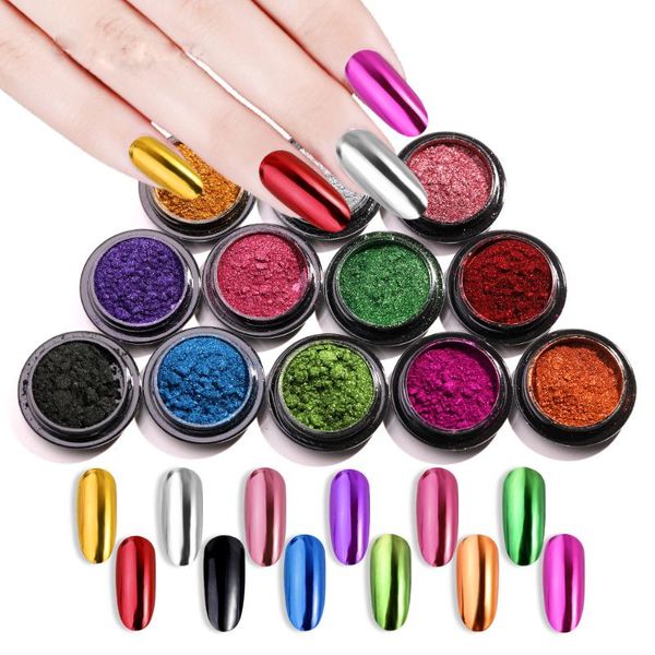 

nail glitter art mirror pigment powder glitters metallic color for uv gel polishing rose gold silver colors 0.5g, Silver;gold