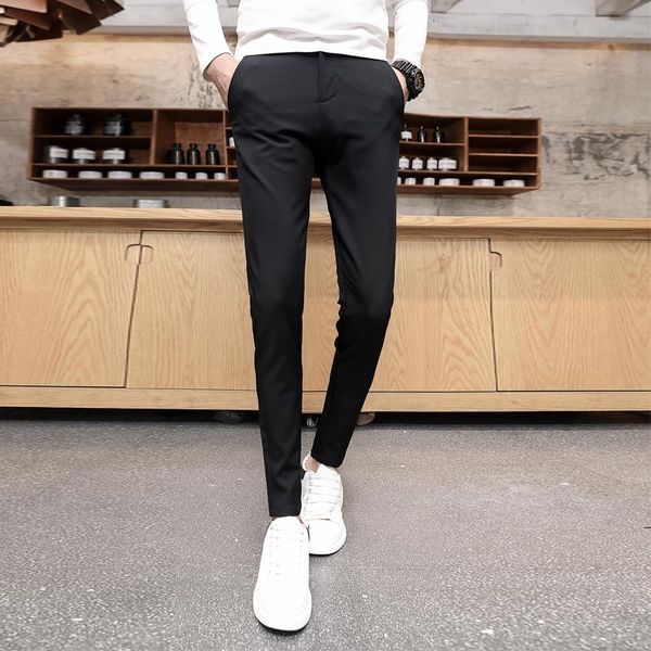 

men's suits & blazers pantalon homme autumn black business suit pants men clothing simple slim fit formal wear casual social office tro, White;black