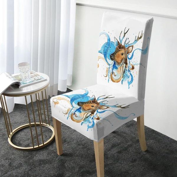 

animal deer print chair cover elastic dining protector washable slipcover for christmas banquet party home decor covers
