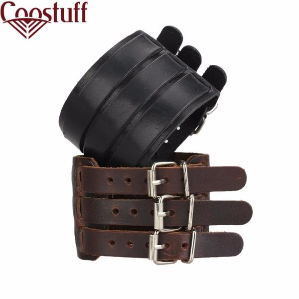 

charm bracelets summer style leather bracelet men jewelry bijoux wristband genuine wide rock punk woman, Golden;silver