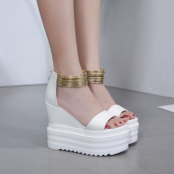 

europe and the united states wedge sandals fashion wild waterproof platform comfortable high heel sandals., Black