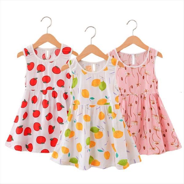 

summer cartoon for children girl dresses cotton baby princess toddler clothes kids casual girls 0 6year, Red;yellow
