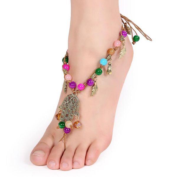 

anklets sandals boho sea beach bohemian anklet style ankle bracelet handmade gypsy ethnic, Red;blue