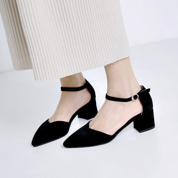 

dress shoes big size ladies high heels women woman pumps tip-up buckle and single shoe, Black