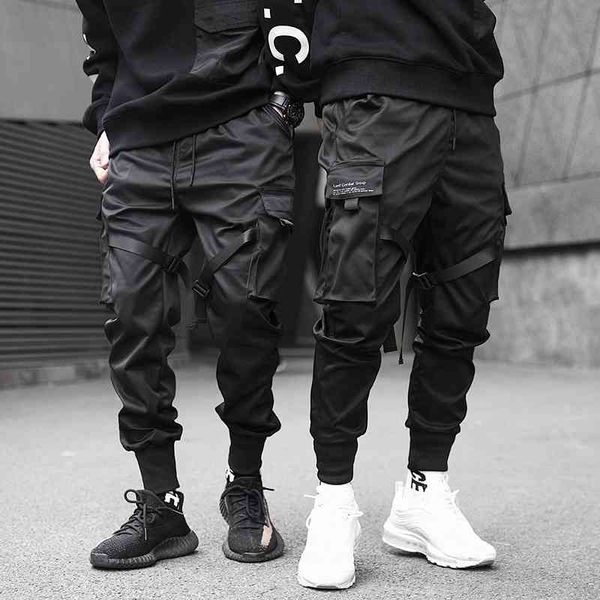 

hip pop cargo pants men black pocket harem joggers harajuku sweatpant casual fashion men trousers streetwear sweatpants hombre 210406