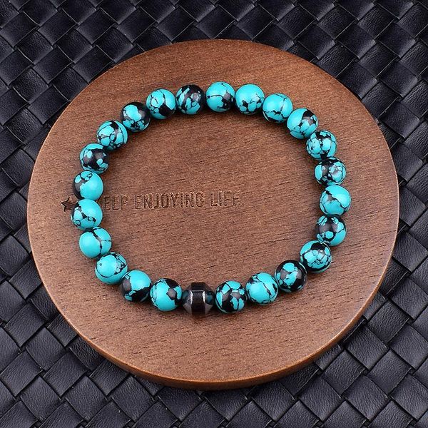

beaded, strands cylinder hematite black line turquoises bracelets men fashion nature stone beads homme yoga energy bangle jewelry gift