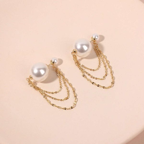 

style simple long pearl earrings temperament advanced tassel earrings