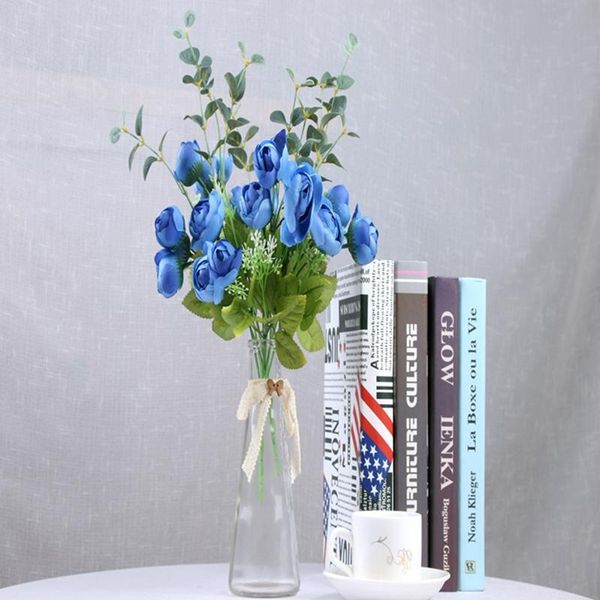 

5pcs artificial european simulation spring camellia plastic flower bouquet family party wedding decoration decorative flowers & wreaths