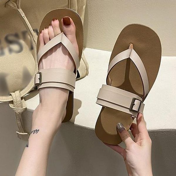 

women's clip toe slippers woman sandals casual female flats slides beach footwear flip flop ladies fashion comfortable plus size, Black