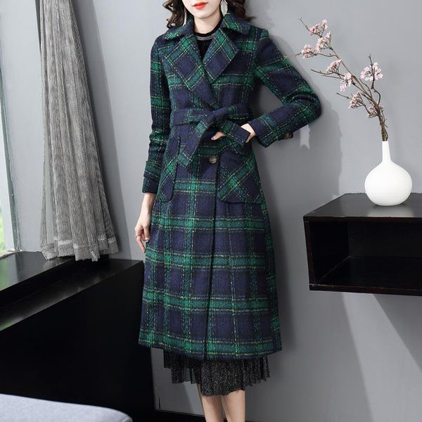 

women's wool & blends 20 winter wear british style tweed coat temperament 203806, Black