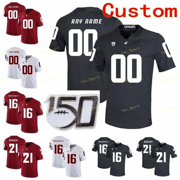 

ncaa college jerseys washington state cougars 3 tyler hilinski 32 james williams 34 steve gleason 37 justus rogers custom football stitched, Black