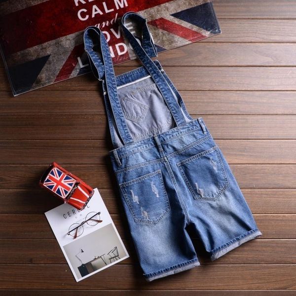 

men's jeans fashion summer men short denim overalls straps bib shorts casual streetwear hip hop male plus size 5xl, Blue