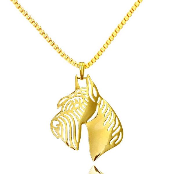 

pendant necklaces giant schnauzer cropped ears gold color dog animal charm women fashion jewelry wholesale, Silver