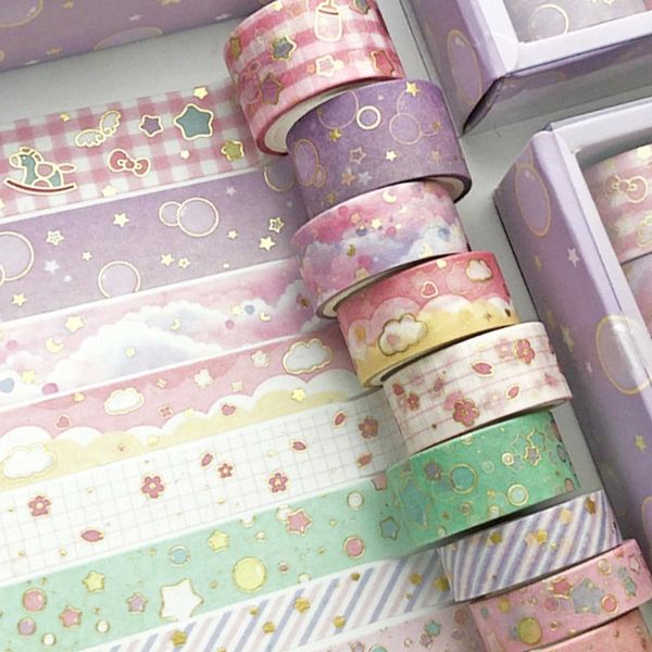 

craft tools 10 pcs/set kawaii pink world gold decor adhesive tape masking washi diy scrapbooking sticker label diary stationery