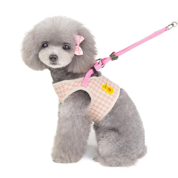 

dog collars & leashes fashion cartoon vest harness and leash set small pet cat chest back chain puppy