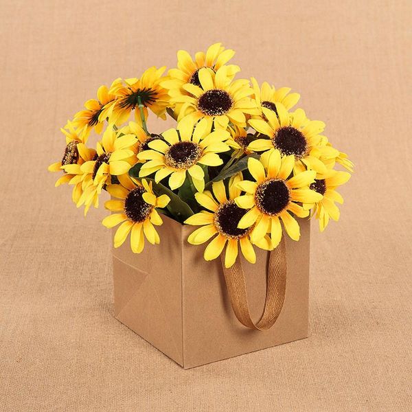 

gift wrap 100pcs/lot 5 size fruit flowers bonsai paper bags square bottom kraft bag with handle