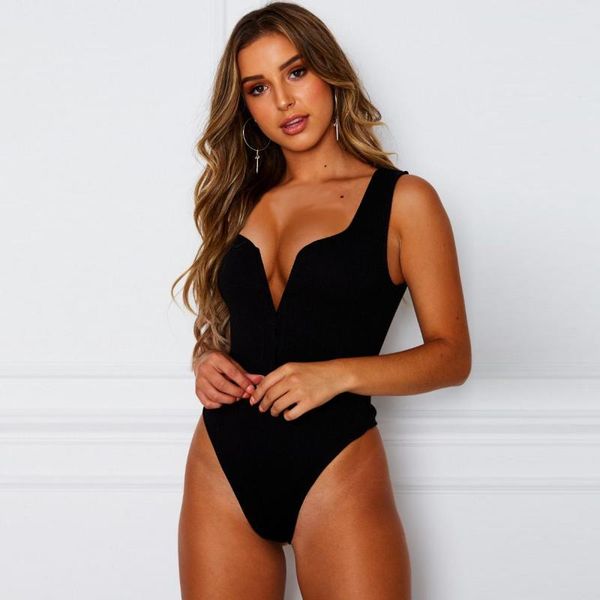 

women's jumpsuits & rompers chrleisure v neck bodysuit women solid long sleeve womens jumpsuit 2021 casual one-pieces bodysuits, Black;white