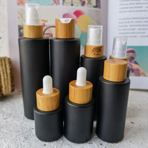 

storage bottles & jars perfume atomizer portable liquid container for cosmetics glass spray alcochol empty bottle bamboo lid refillable trav