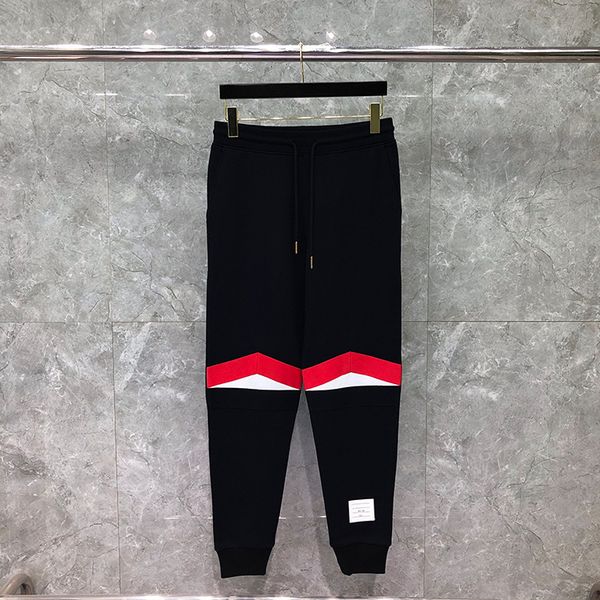 

casual pants dongguan daizhiying tb guard tide brand korean loose knee splicing, Black;white