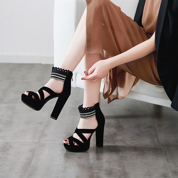 

sandals large size closed heel open toe summer espadrilles platform sale of women's shoes suit female beige big peep block tq0l, Black