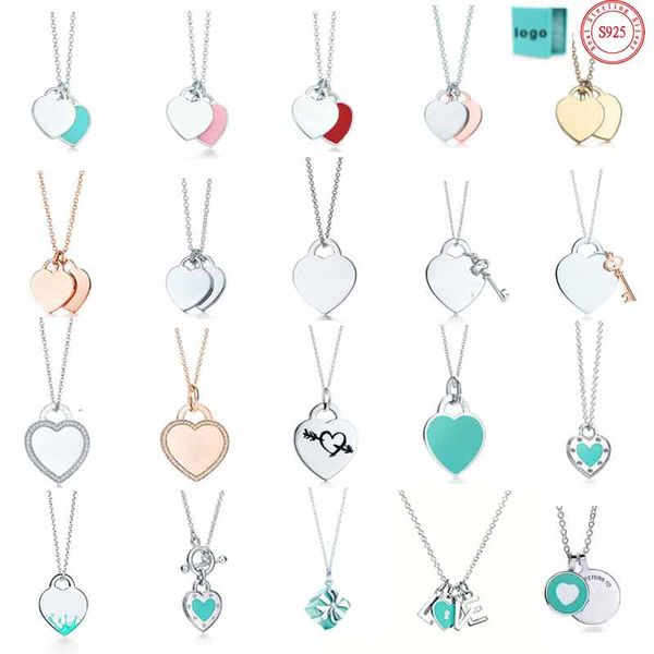 

tiff 925 silver pendant necklace female jewelry exquisite craftsmanship classic blue heart wholesal