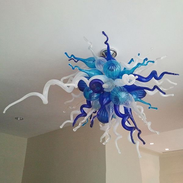 LED vidro lustre iluminação lâmpada nórdica azul branco clara sala de jantar mão feita lâmpadas de teto de arte incrustada Itália luzes pingentes largamente 70 por altura 40 cm