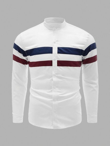 

men striped print button front shirt y4qs#, White;black