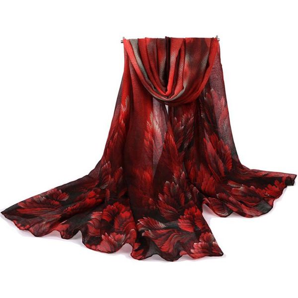 

scarves chsdcsi womens fashion long scarf autumn spring echarpe leaves printed ladies stoles warm hijab for women shawls, Blue;gray