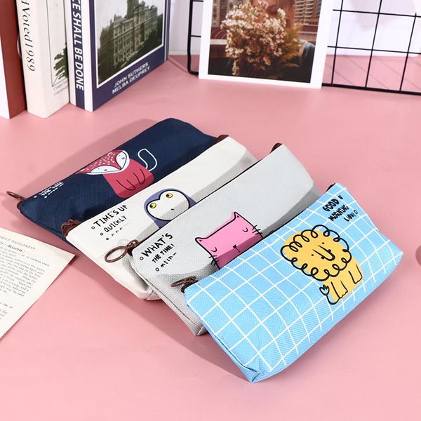 

pieces kawaii peach pen pencil case bag canvas school stationary receive black tools makeup pouch cosmetics bags