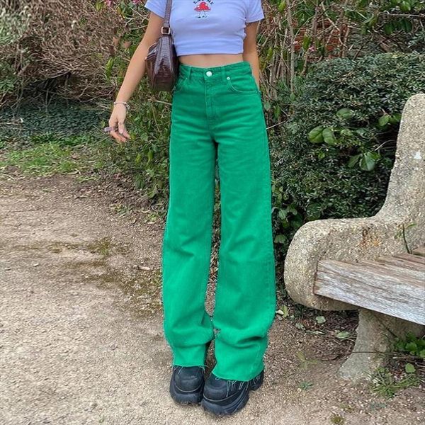 

y2k streetwear baggy green teenage womens jean girls summer vintage clothing fashion pink high waist denim pants women, Blue