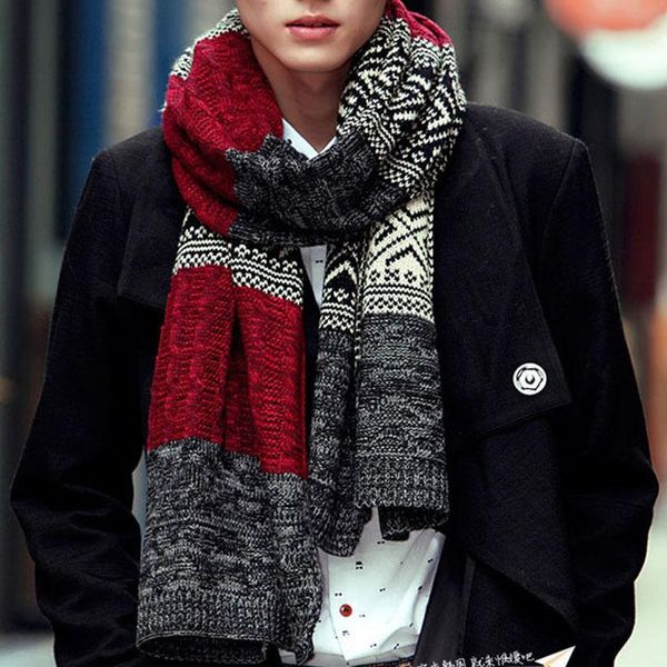 

scarves men's scarf autumn and winter twist couple warm wool japanese korean 185x32cm, Blue;gray