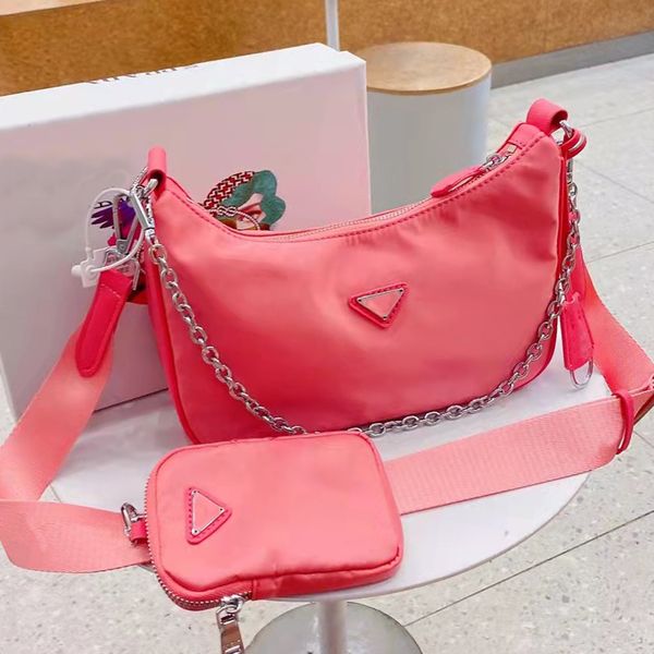 

handbag female high-end nylon letter bag hobo armpit bag messenger single shoulder suitable for all parties gift box packaging 3 zero wallet
