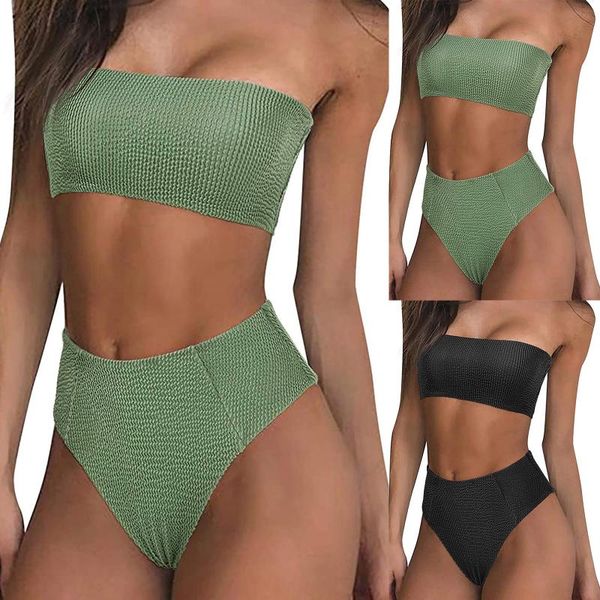 

women's swimwear bikini 2021 summer fashion solid color split swimsuit beach bathing suit women women#6, White;black