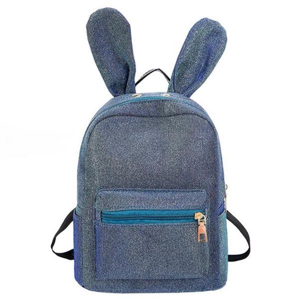 

backpack sequins female ears shoulder bag student travel blue