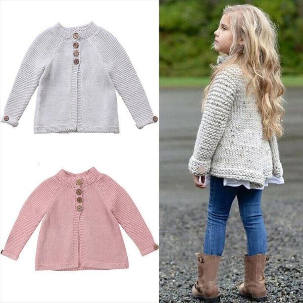 

autumn winter kids baby girls cardigan coat sweaters cotton knitwear girl jacket childrens clothing 1 8yrs, Blue